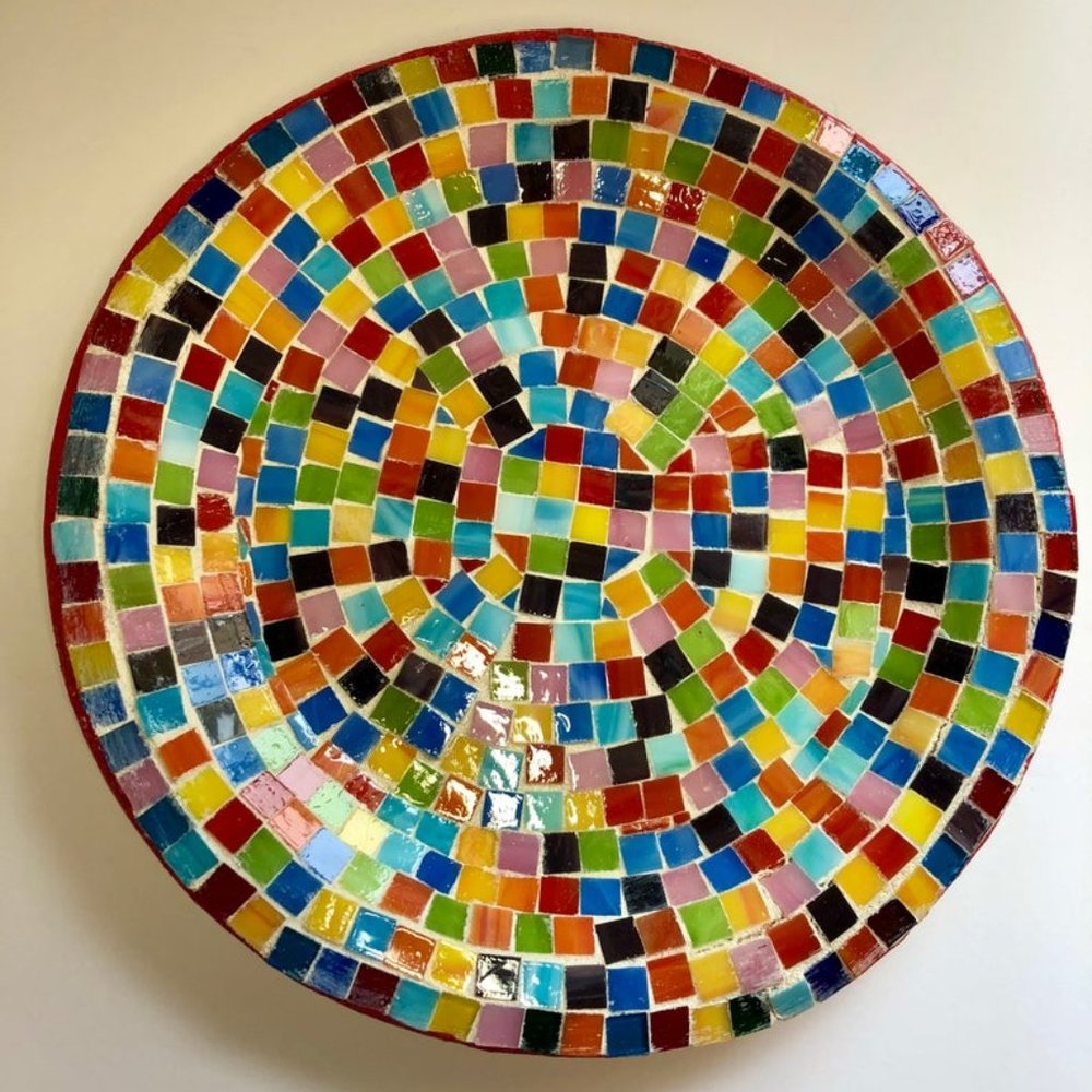 COPY - MOSAIC PLATE Rainbow Glass. Multicolored